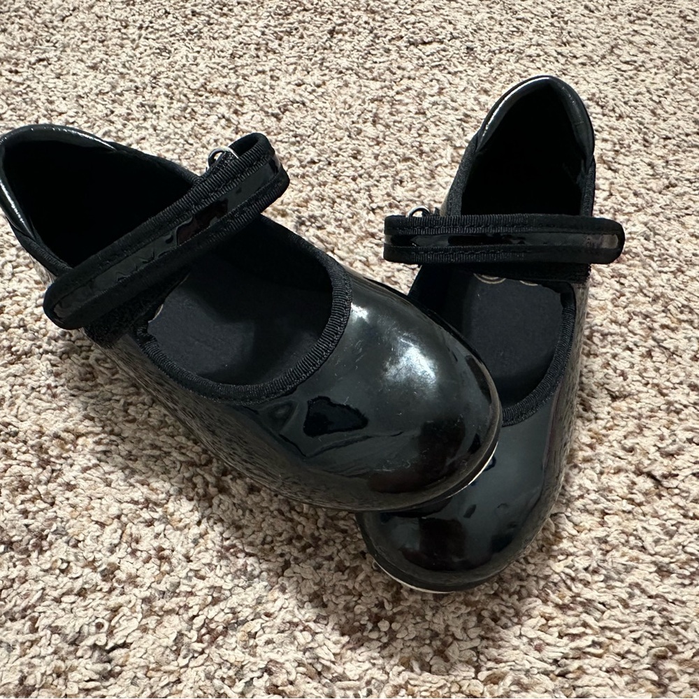 Kids Girls Size 9 Black Tap Dancing Shoes